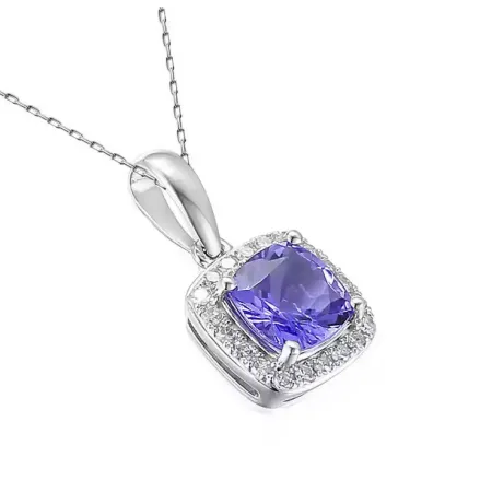 ZAWIESZKA TANZANIT I DIAMENTY BIAŁE ZŁOTO