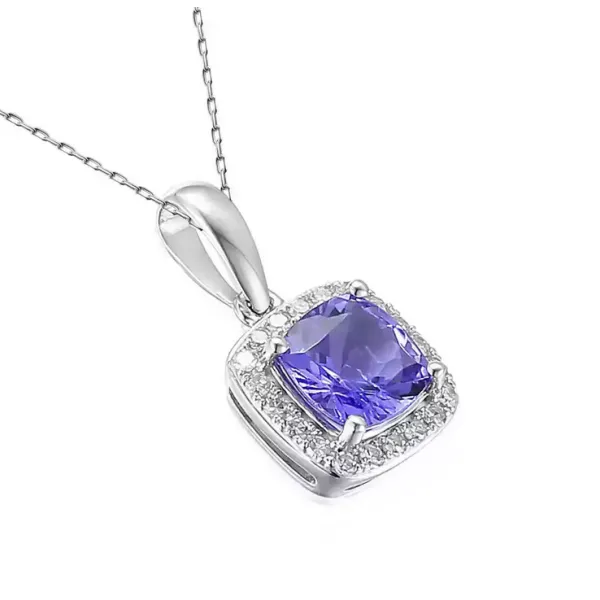 ZAWIESZKA TANZANIT I DIAMENTY BIAŁE ZŁOTO