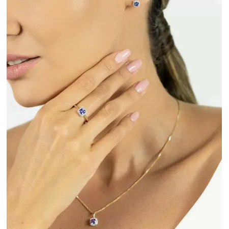 ZŁOTA 585 ZAWIESZKA TANZANIT I DIAMENTY 