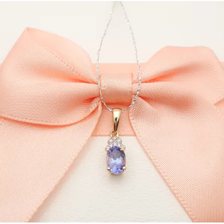 ZAWIESZKA ZŁOTA TANZANIT I DIAMENTY PRÓBA 585