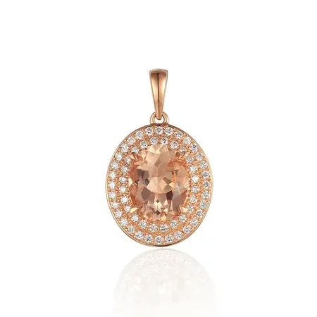 ZAWIESZKA RÓŻOWE ZŁOTO MORGANIT DIAMENT PRÓBA 585