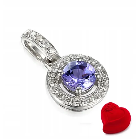 ZAWIESZKA TANZANIT DIAMENTY BIAŁE ZŁOTO PRÓBA 585