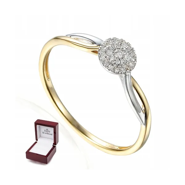 ZŁOTY PIERŚCIONEK DIAMENTY PRÓBA 585 PREZENT