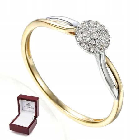 ZARĘCZYNOWY ZŁOTY 585 PIERŚCIONEK DIAMENTY