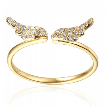 ZŁOTY 585 PIERŚCIONEK SKRZYDŁA DIAMENTY PREZENT