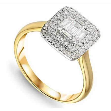 ZŁOTY 585 ELEGANCKI PIERŚCIONEK DIAMENTY GRAWER