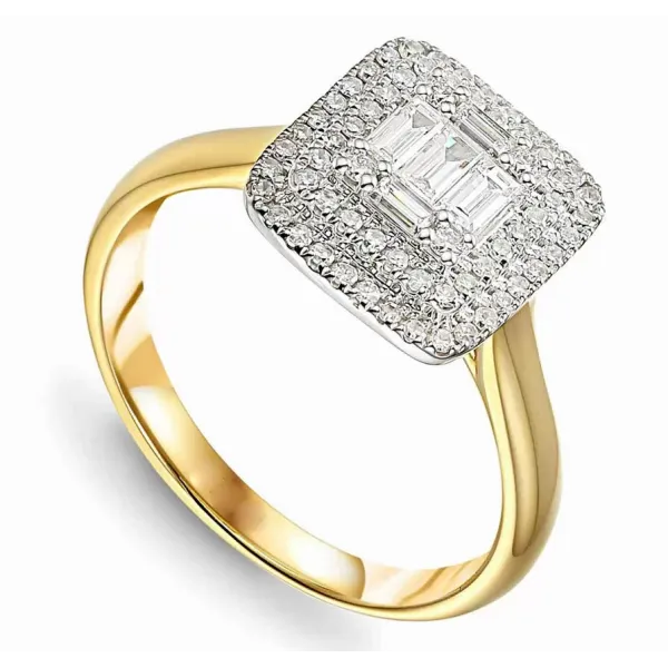 ZŁOTY 585 ELEGANCKI PIERŚCIONEK DIAMENTY GRAWER