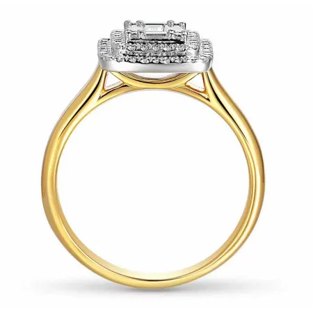 ZŁOTY 585 ELEGANCKI PIERŚCIONEK DIAMENTY GRAWER