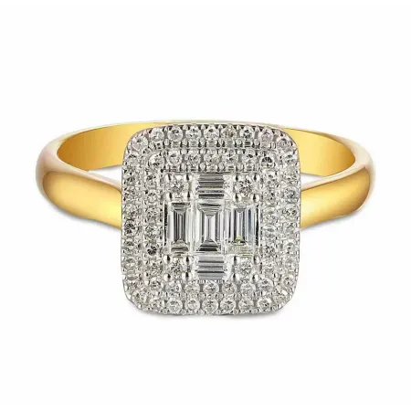 ZŁOTY 585 ELEGANCKI PIERŚCIONEK DIAMENTY GRAWER