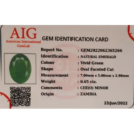Szmaragd Naturalny 0,65 ct + Certyfikat