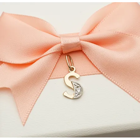 ZŁOTA ZAWIESZKA 585 LITERKA S z CYRKONIĄ 