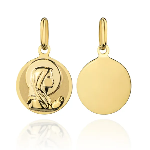 Złoty Medalik 585 Matka Boska Modląca GRAWER