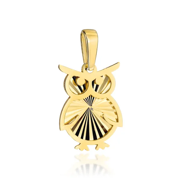 Złota Zawieszka 585 Diamentowana Sówka