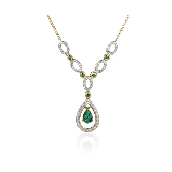 Złoty Naszyjnik Szmaragd Diamenty pr 585