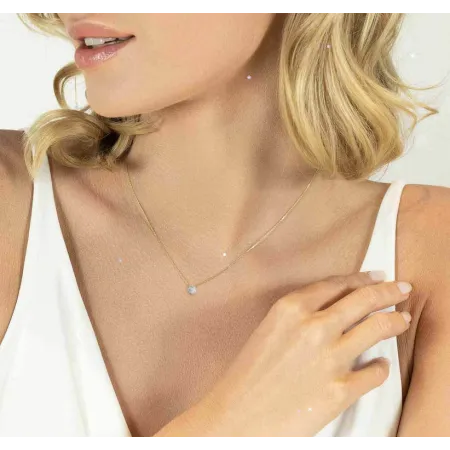 Naszyjnik Złoty 585 Celebrytka Kółeczko Diamenty