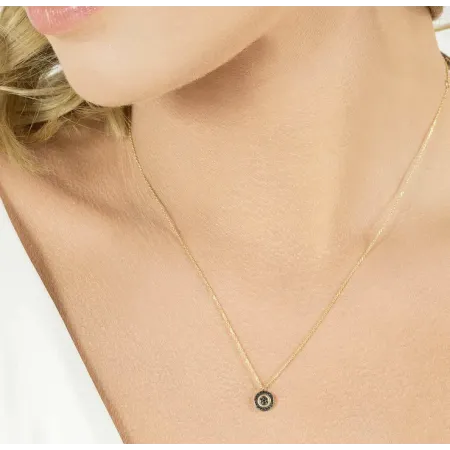 ZŁOTY NASZYJNIK CZARNE DIAMENTY PRÓBA 585