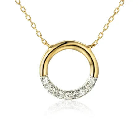 Złoty 585 Naszyjnik Kółko z Diamentami na Prezent