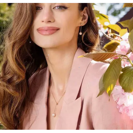 Naszyjnik Złoty 585 Perła i Kółko z Diamentami