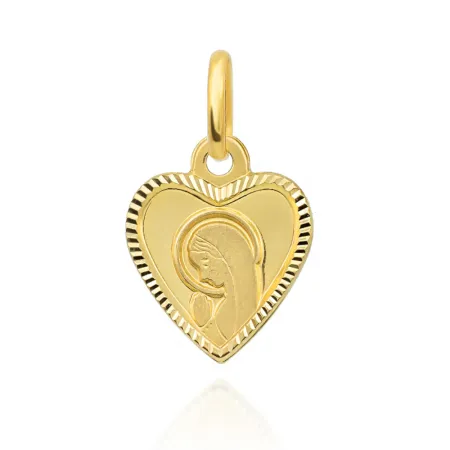 Złoty Medalik 585 Serce Matka Boska Modląca Się