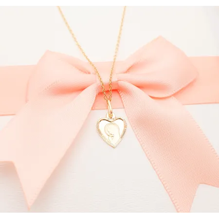 Złoty Medalik 585 Serce Matka Boska Modląca Się