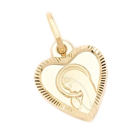 Złoty Medalik 585 Serce Matka Boska Modląca Się
