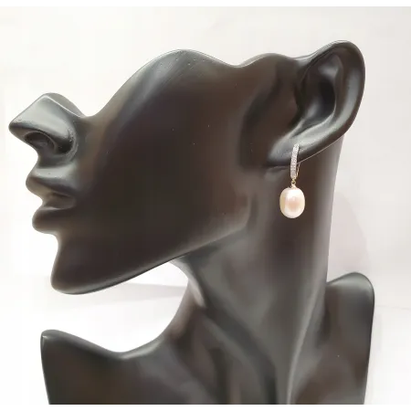 ZŁOTE 585 KOLCZYKI PERŁY DIAMENTY NA PREZENT