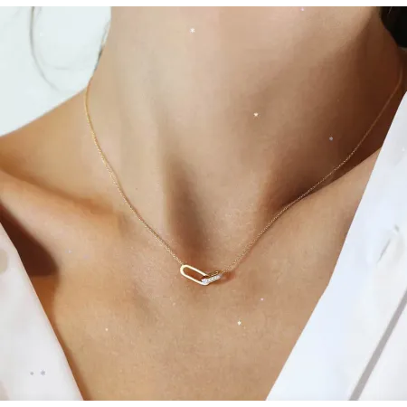 Modny Naszyjnik Złoty 585 Celebrytka Diamenty 