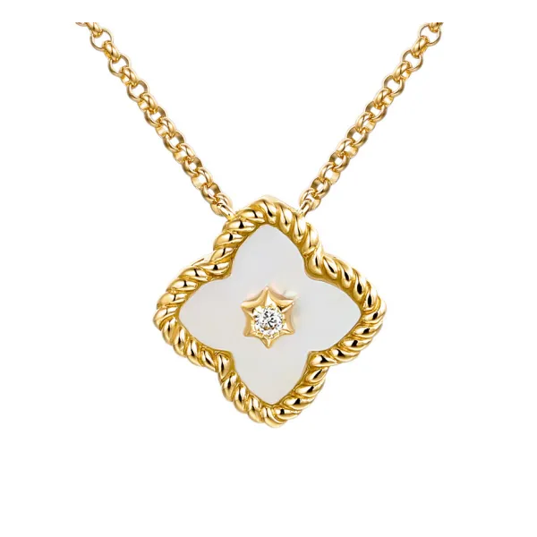 Złoty Naszyjnik 585 Masa Perłowa Diament