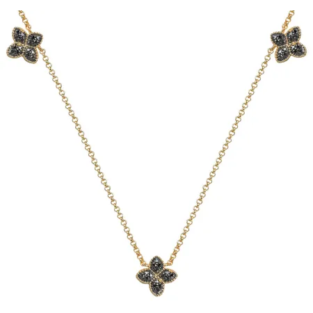 Złoty Elegancki Naszyjnik 585 Czarne Diamenty