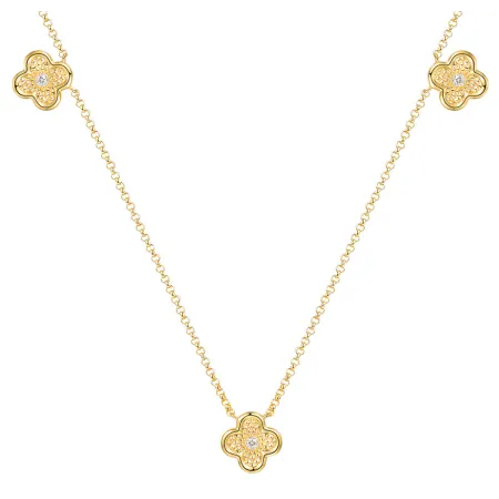 Złoty Naszyjnik Koniczynka z Diamentami pr.585 