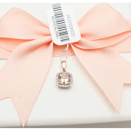 ZAWIESZKA MORGANIT DIAMENTY 585 RÓŻOWE ZŁOTO