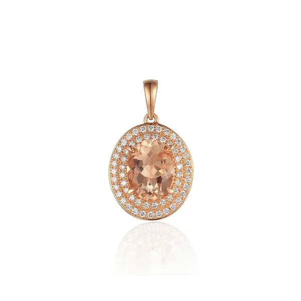 ZAWIESZKA RÓŻOWE ZŁOTO MORGANIT DIAMENT PRÓBA 585