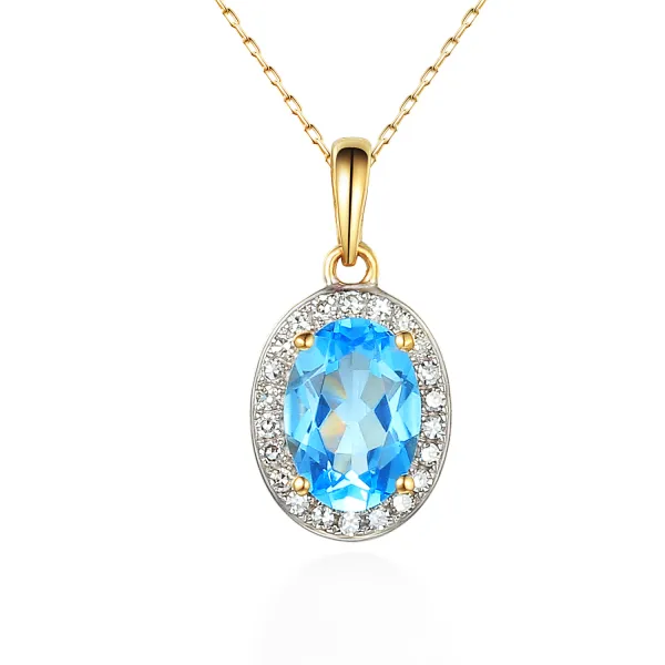 Złote Zawieszka Topaz Diamenty pr 585 na Prezent