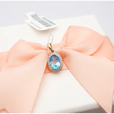 Złote Zawieszka Topaz Diamenty pr 585 na Prezent