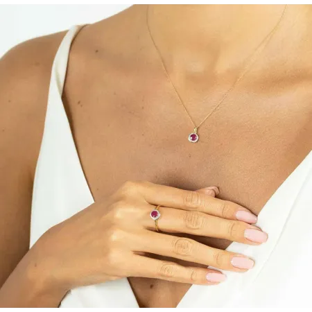 ZŁOTA 585 ZAWIESZKA RUBIN Z DIAMENTAMI