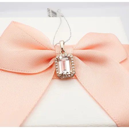 Zawieszka Morganit Diamenty Różowe Złoto pr 585