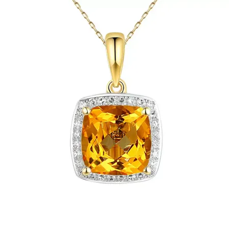Złote Zawieszka Duży Cytryn Diamenty pr 585