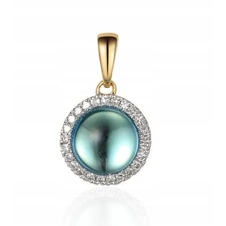 ZAWIESZKA ZŁOTA TOPAZ DIAMENTY PRÓBA 585