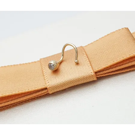 Złoty Kolczyk 585 Piercing Do Nosa Cyrkonia Biała