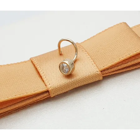 Złoty Kolczyk 585 Piercing Do Nosa Cyrkonia Biała