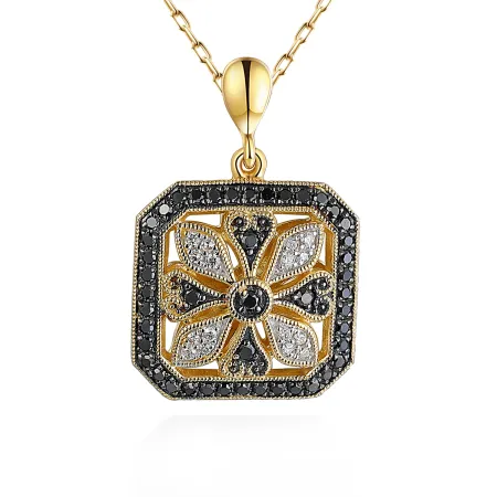 ZŁOTA ZAWIESZKA BIAŁE CZARNE BRYLANTY PRÓBA 585