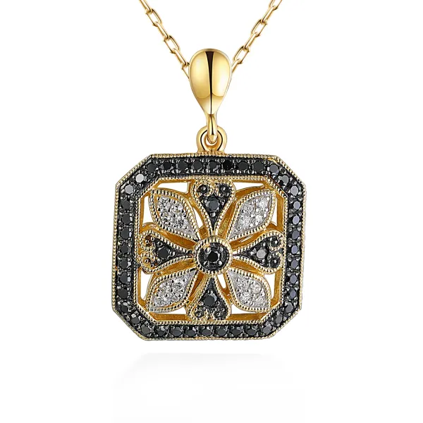 ZŁOTA ZAWIESZKA BIAŁE CZARNE BRYLANTY PRÓBA 585