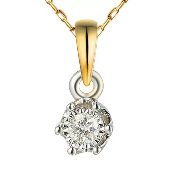 Złota 585 Zawieszka z Diamentem 0,06ct Elegancka 