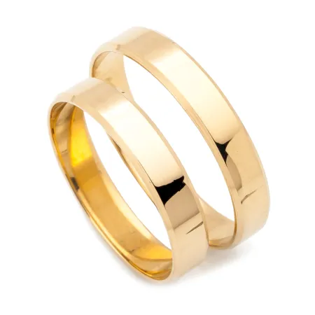 OBRĄCZKI ZŁOTE PŁASKIE TRAPEZ 4mm 585 Od Ręki