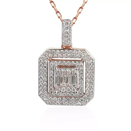 ELEGANCKA 585 ZAWIESZKA DIAMENTY RÓŻOWE ZŁOTO