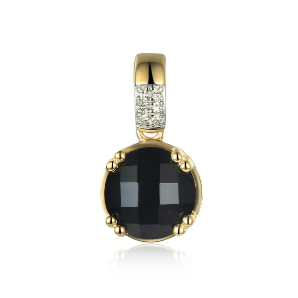 Złota Zawieszka Agat i Diamenty pr 585 na Prezent