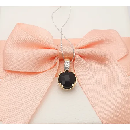 Złota Zawieszka Agat i Diamenty pr 585 na Prezent