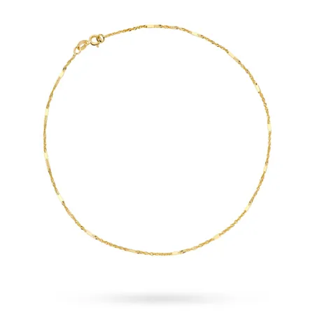 Złota Bransoletka 585 na Nogę Singapur z Blaszkami