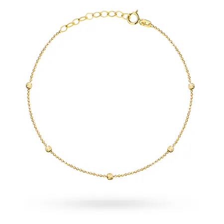 Złota Bransoletka 585 na Nogę z Diamentowe Kulki