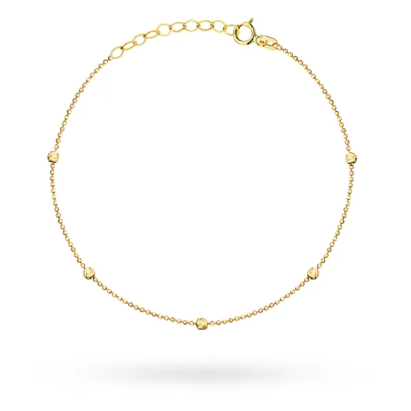 Złota Bransoletka 585 na Nogę z Diamentowe Kulki